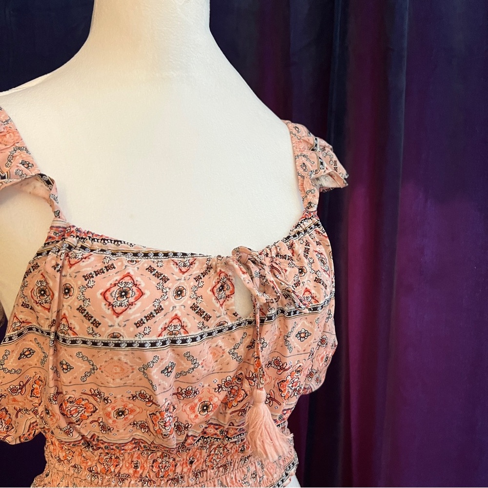 Pink Boho Pattern Crop Top